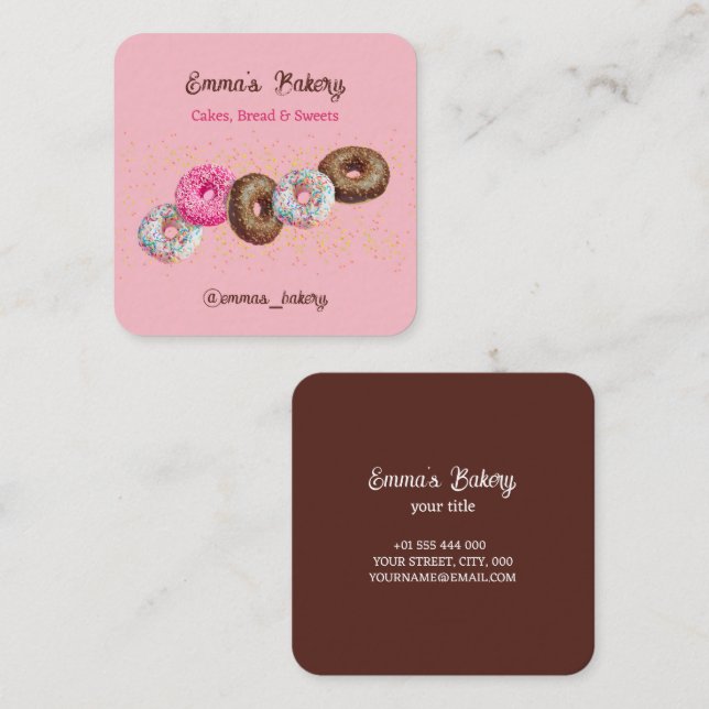 Zuhause Bakery Catering Business Card Quadratische Visitenkarte (Vorne/Hinten)