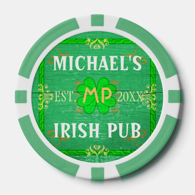 Zuhause-Bar: Green Irish Pub Pokerchips (Vorderseite)