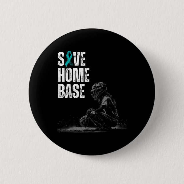 Zuhause Base Baseball Player Ovarialkrebs Awar ger Button (Vorderseite)