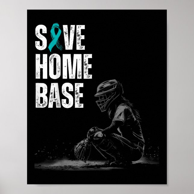 Zuhause Base Baseball Player Ovarialkrebs Awar ger Poster (Vorne)
