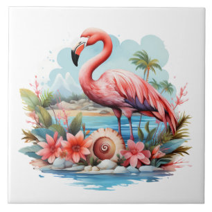 Zuhause Beach Rosa Flamingo Liebhaber des Handwerk Fliese