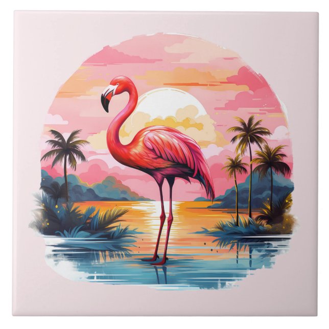 Zuhause Beach Rosa Flamingo Liebhaber des Handwerk Fliese (Vorderseite)
