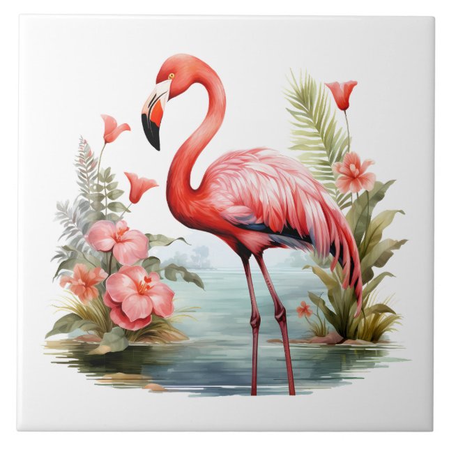 Zuhause Beach Rosa Flamingo Liebhaber des Handwerk Fliese (Vorderseite)
