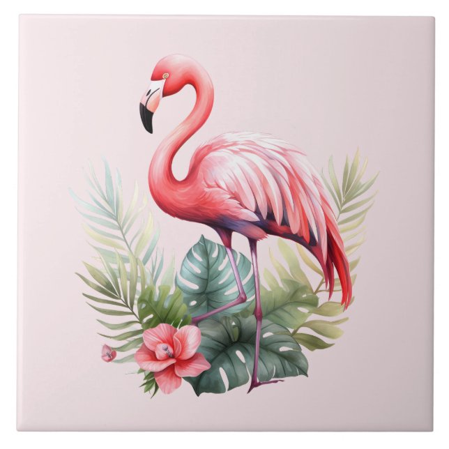 Zuhause Beach Rosa Flamingo Liebhaber des Handwerk Fliese (Vorderseite)