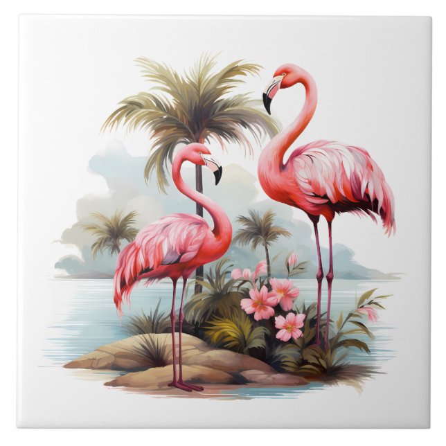 Zuhause Beach Rosa Flamingo Liebhaber des Handwerk Fliese (Vorderseite)