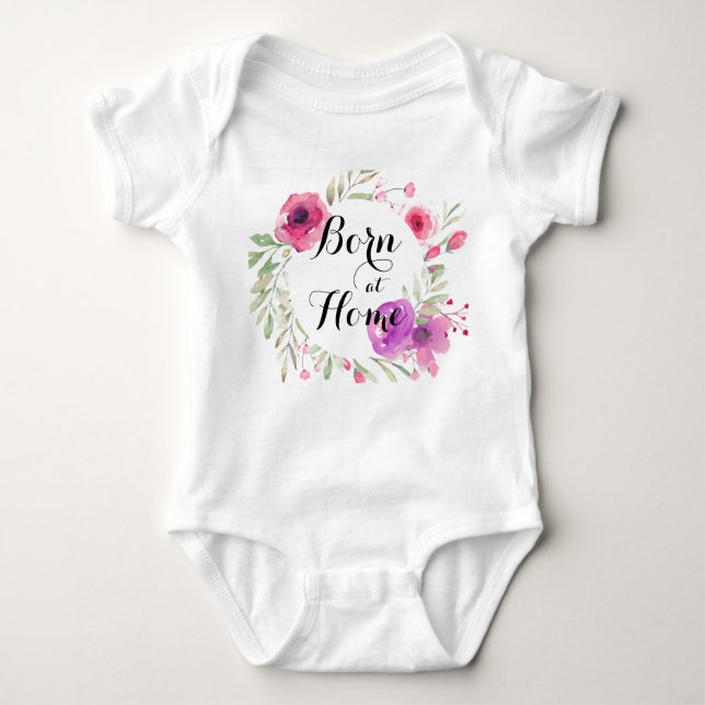 Zuhause Birth Floral Baby Girl Baby Strampler (Vorderseite)