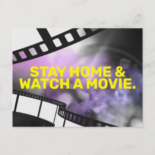 ZUHAUSE bleibe & SEHEN EINES FILMS Postkarte