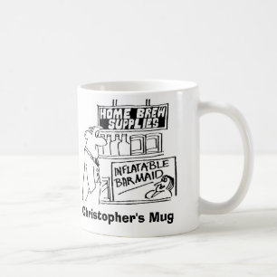 Zuhause Brew Shop Aufblasbare Barmaid. Bier Drinke Kaffeetasse