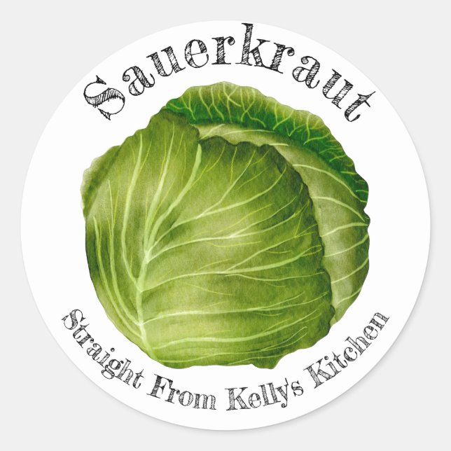 Zuhause Canning Business Cabbage Sauerkraut Food Runder Aufkleber (Vorderseite)
