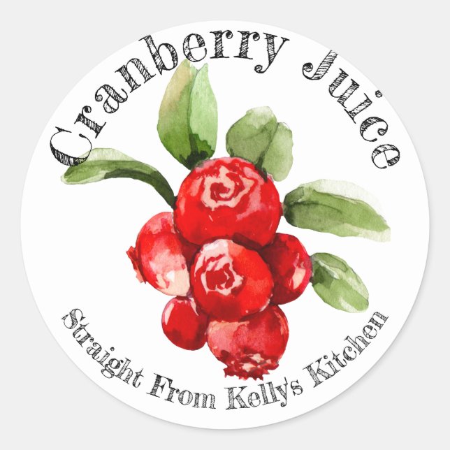 Zuhause Canning Business Cranberry Juice Food Labe Runder Aufkleber (Vorderseite)