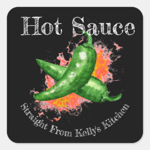 Zuhause Canning Business Hot-Sauce-Lebensmitteleti Quadratischer Aufkleber