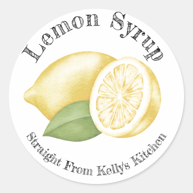 Zuhause Canning Business Lemon Sirup Food Label Runder Aufkleber (Vorderseite)