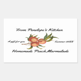 Zuhause Canning Peach Marmalade Ihr Namensschild Rechteckiger Aufkleber