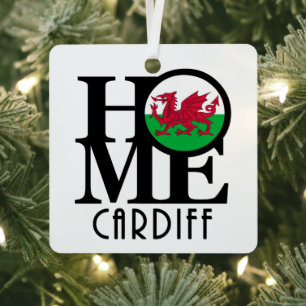 ZUHAUSE Cardiff Wales Keramik Ornament Aus Metall