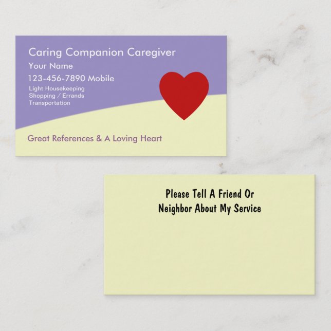 Zuhause Caregiver Business Cards Visitenkarte (Vorne/Hinten)