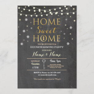 Zuhause Chalk Housewarming Schneeflocken Weihnacht Einladung