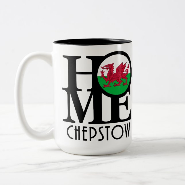ZUHAUSE Chepstow Wales 15oz Zweifarbige Tasse (Links)