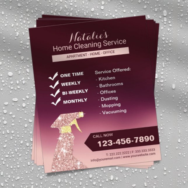 Zuhause Cleaning House Behalt Service Brugndy Ombr Flyer (Von Creator hochgeladen)