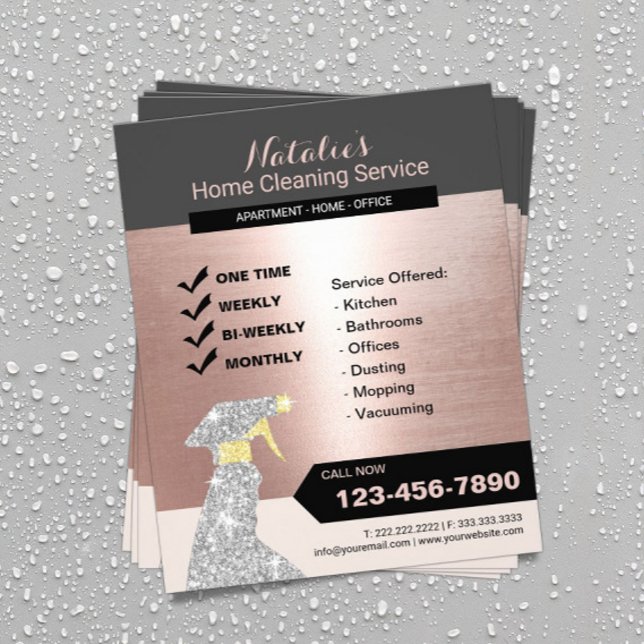 Zuhause Cleaning Housekeeping Service Rose Gold Flyer (Von Creator hochgeladen)