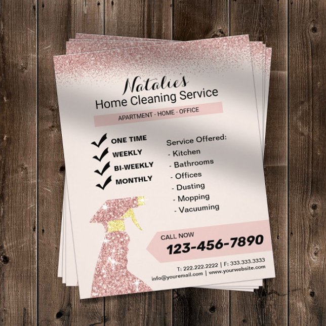 Zuhause Clearing Service Rose Gold Housekeeping Flyer (Von Creator hochgeladen)