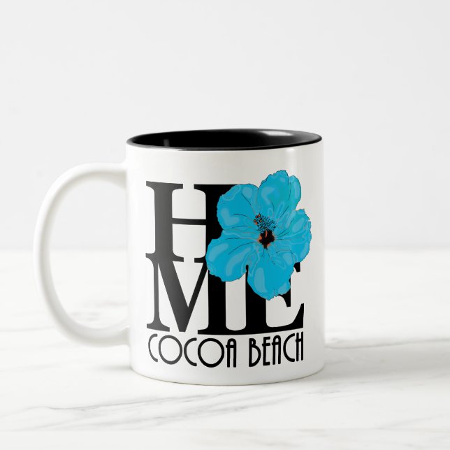 ZUHAUSE Cocoa Beach Blue Hibiskus 11oz Zweifarbige Tasse (Links)