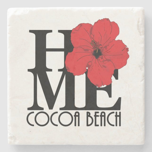 ZUHAUSE Cocoa Beach Red Hibiskus Steinuntersetzer (Vorderseite)