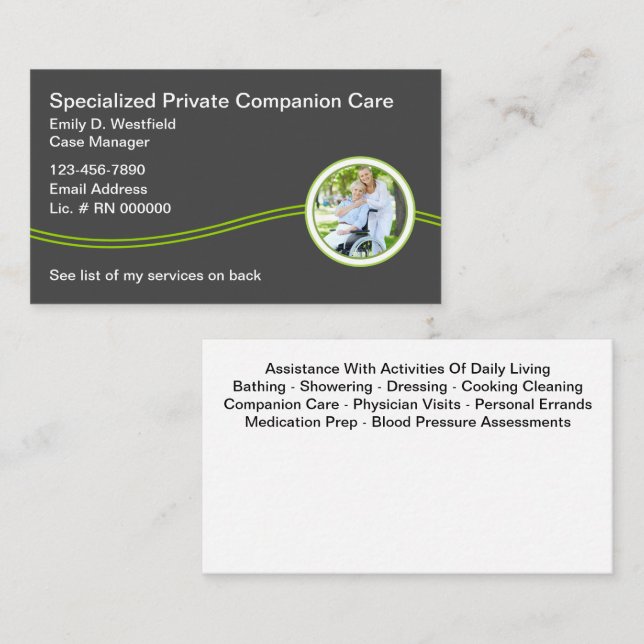 Zuhause Companion Services Business Cards Visitenkarte (Vorne/Hinten)