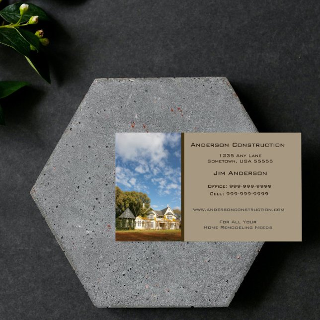 Zuhause Construction Business Card - Taupe Visitenkarte (Taupe Home Construction Business Card)