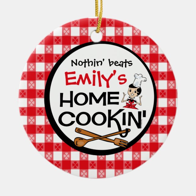 Zuhause Cookin personalisierte Verzierung Keramik Ornament (Vorne)