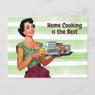 Zuhause Cooking ist die beste Retro-Hausfrau mit E Postkarte