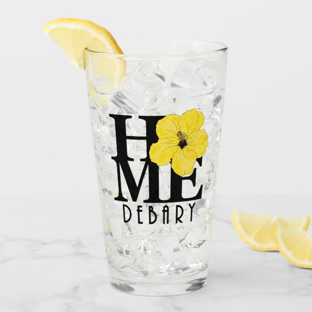 ZUHAUSE Debary Yellow Hibiskus Glas (Vorderseite Ice)