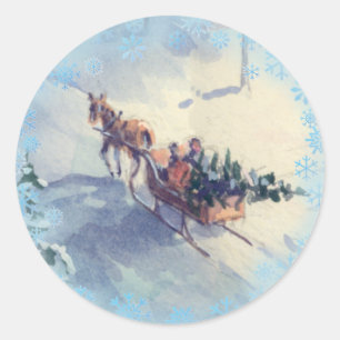 ZUHAUSE den WEIHNACHTSBAUM durch SHARON SHARPE Runder Aufkleber