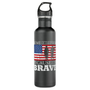 Zuhause der freien wegen der Brave - USA Flag Edelstahlflasche