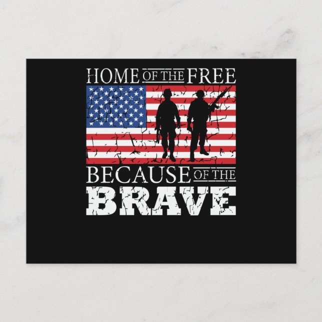 Zuhause der freien wegen der Brave - USA Flag Postkarte (Vorderseite)