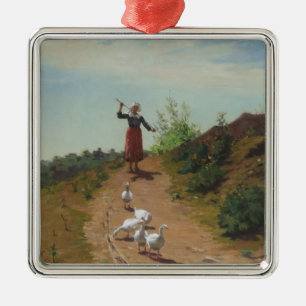 Zuhause der Gänsefülle (von Paul Peel) Ornament Aus Metall