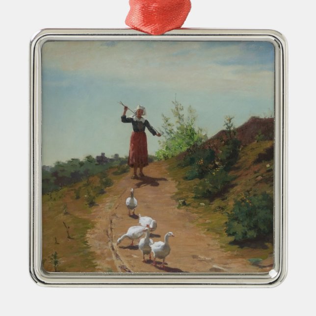 Zuhause der Gänsefülle (von Paul Peel) Ornament Aus Metall (Vorne)