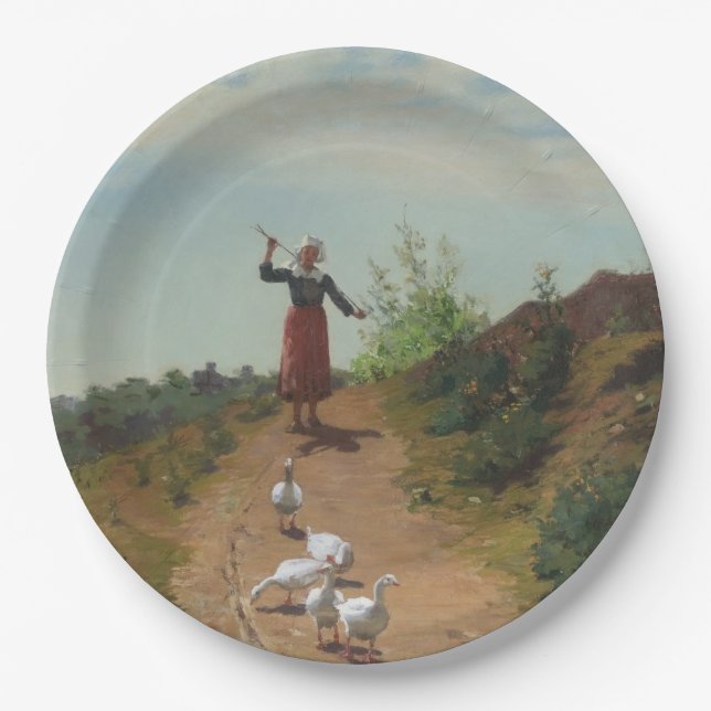 Zuhause der Gänsefülle (von Paul Peel) Pappteller (Vorderseite)