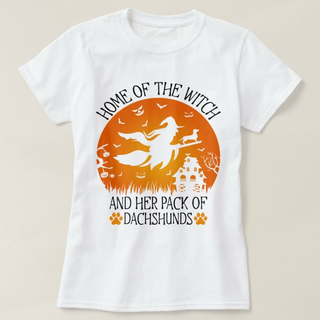 Zuhause der Hexe und ihr Bündel von Dackeln Cool T-Shirt (Design vorne)