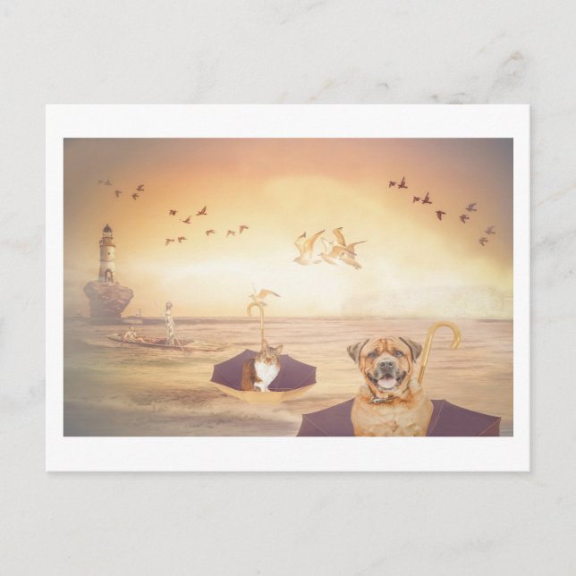 Zuhause der Leuchtturm Keepers Pets Fantasy Postkarte (Vorderseite)
