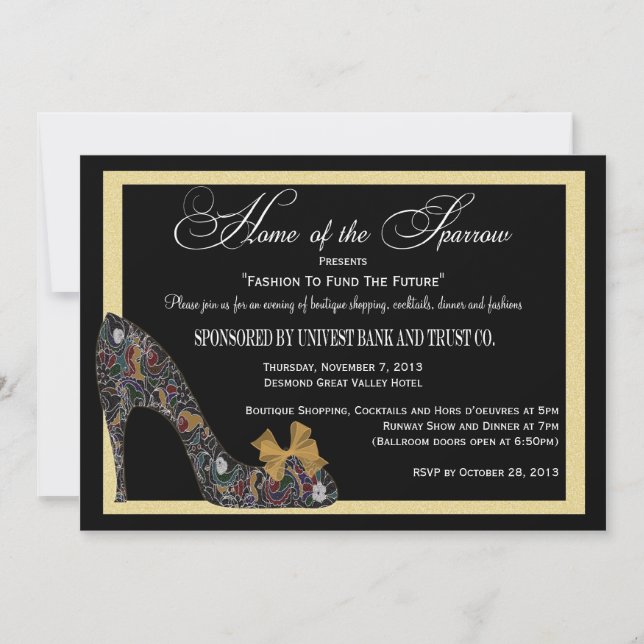 Zuhause der Sparrow-Mode-Show reduziert Einladung (Vorderseite)
