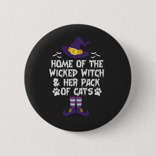 Zuhause der Wicken Hexe und ihr Katzen-Funny Button