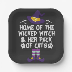 Zuhause der Wicken Hexe und ihr Katzen-Funny Pappteller