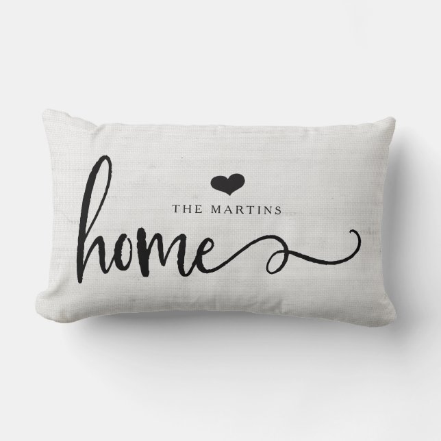 Zuhause des Bauernhaus-Art-graues Leinenblick-| Lendenkissen (Vorderseite)