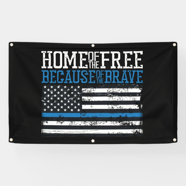 Zuhause des freien wegen der tapferen Flagge der U Banner (Horizontal)