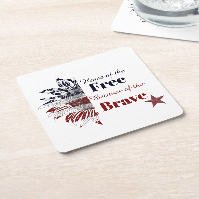 Zuhause des Freien wegen der Tapferkeit, Rechteckiger Pappuntersetzer (angewinkelt)