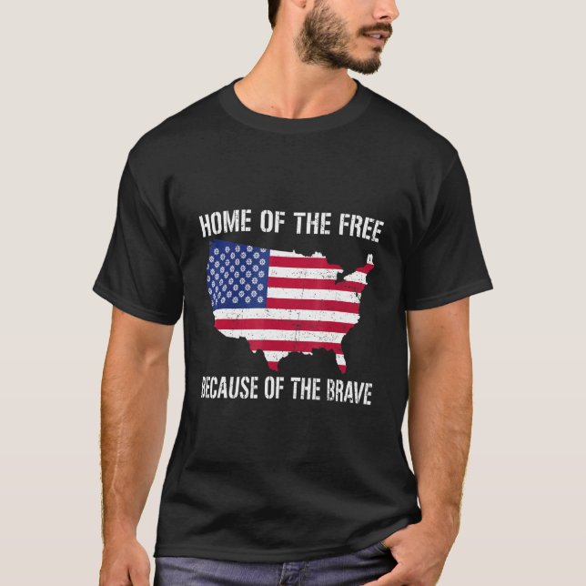 Zuhause des Freien wegen des tapferen Patriotische T-Shirt (Vorderseite)