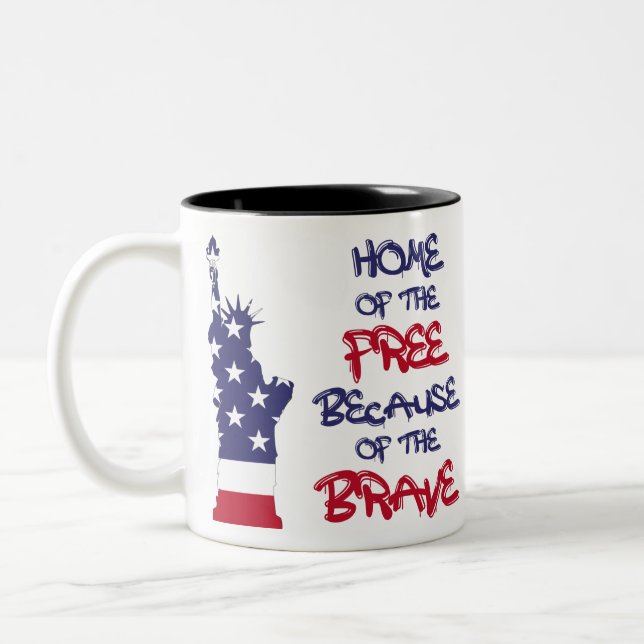 Zuhause des freien wegen des tapferen Zeichens Zweifarbige Tasse (Links)