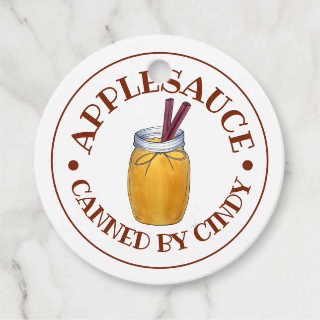 Zuhause-Dosierung für selbstgebrannte Applesauce Geschenkanhänger (Vorderseite)