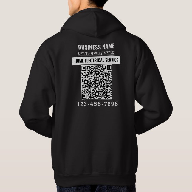 Zuhause E-Service QR-Code Logo-Sonderarbeit Hoodie (Rückseite)
