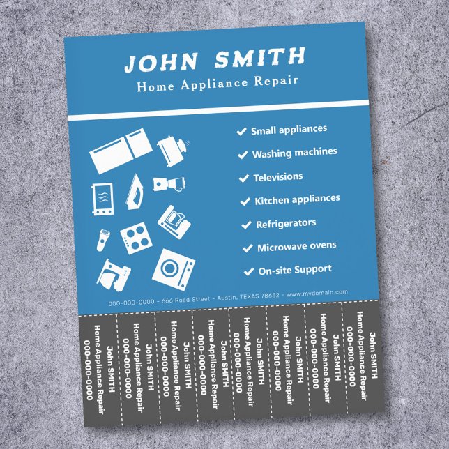 Zuhause-Einheit Reparatur Abreißen der Striche Fly Flyer (Home Appliance Repair Tear Off Strips Flyer)